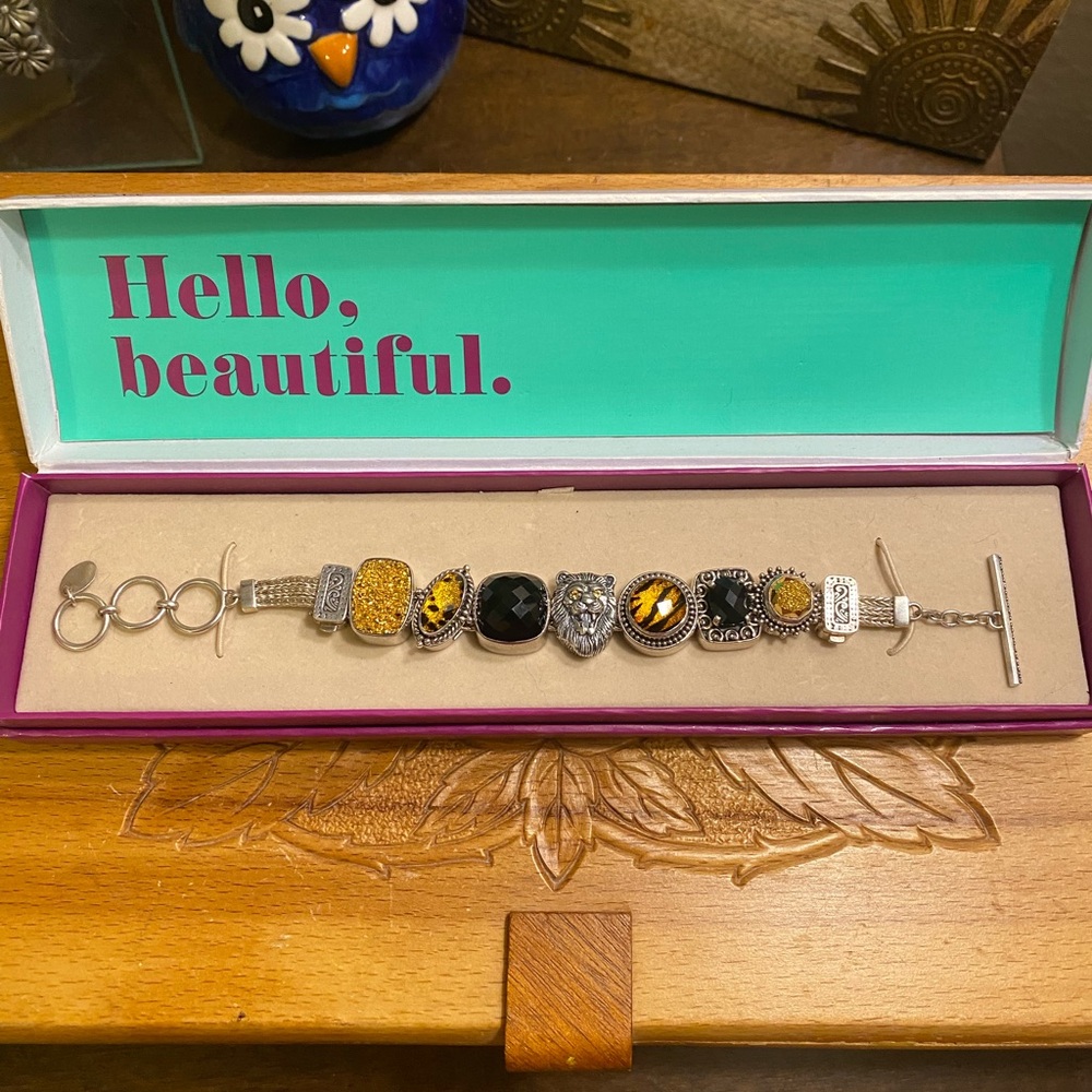 Lori Bonn Queen of the Jungle Sterling Charm Bracelet 7 to 8 inches